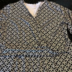 Talbots X faux wrap dress in black and white.